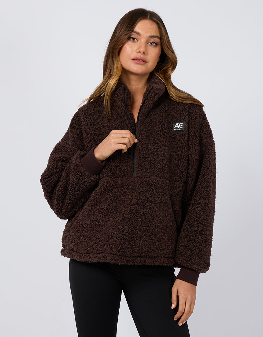 Amara Quarter Zip Teddy Brown
