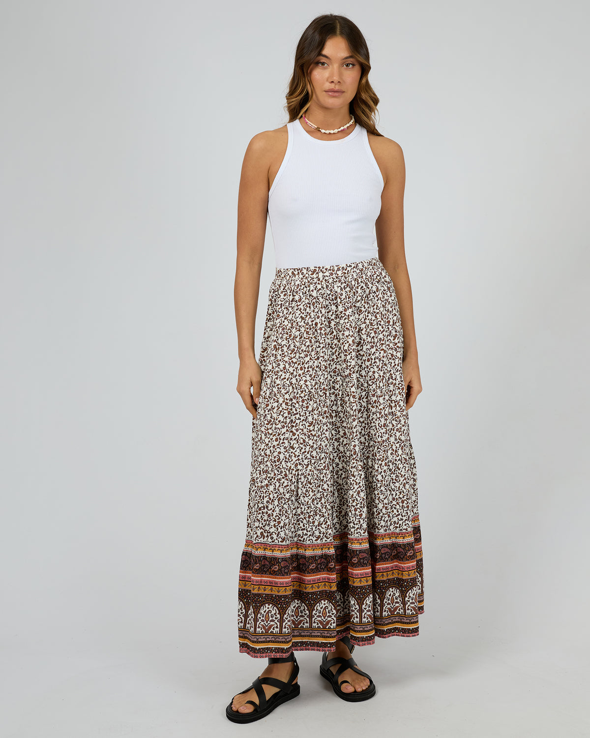 Honey Floral Print Maxi Skirt