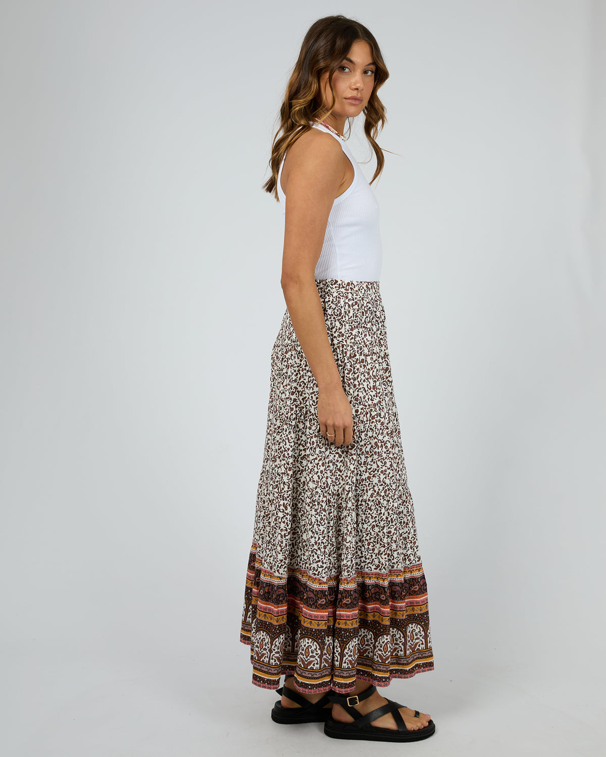 Honey Floral Print Maxi Skirt