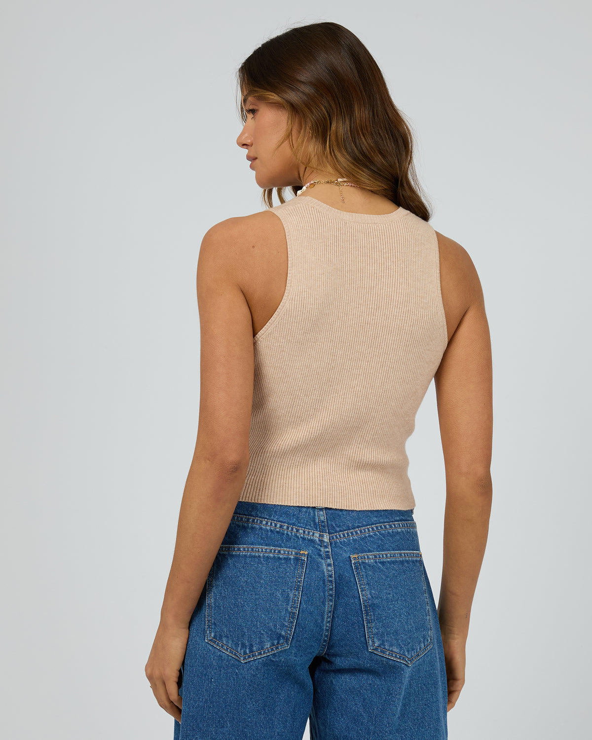 Henley Knit Vest Oatmeal