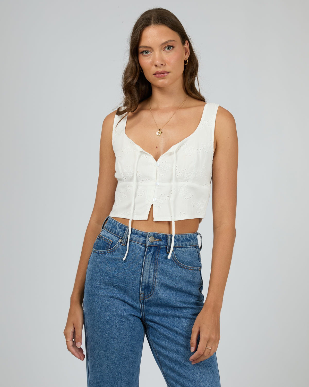 Sutton Broderie Top Vintage White