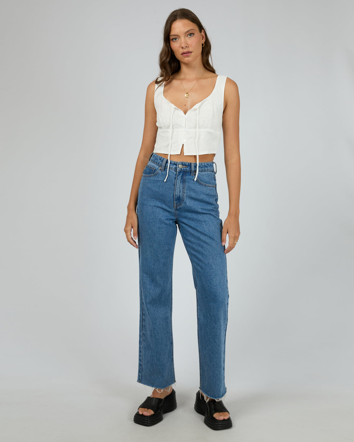 Sutton Broderie Top Vintage White
