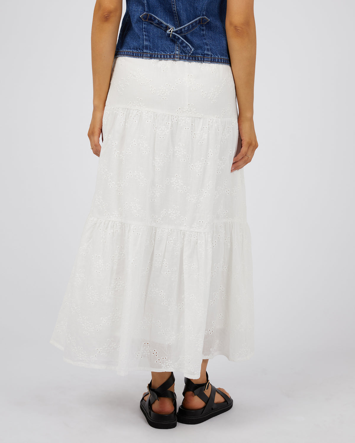 Sutton Broderie Maxi Skirt Vintage White