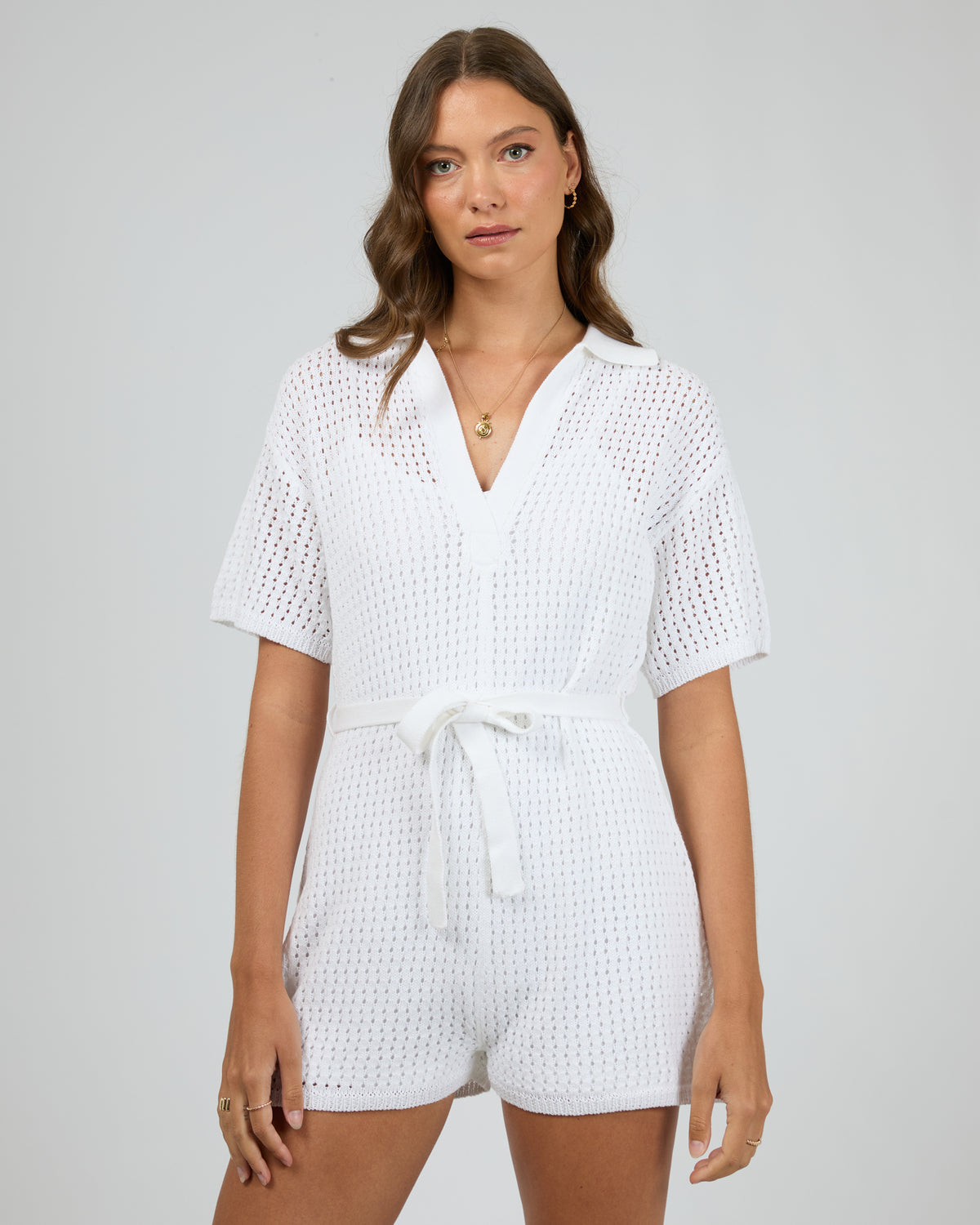 Crochet Playsuit Vintage White
