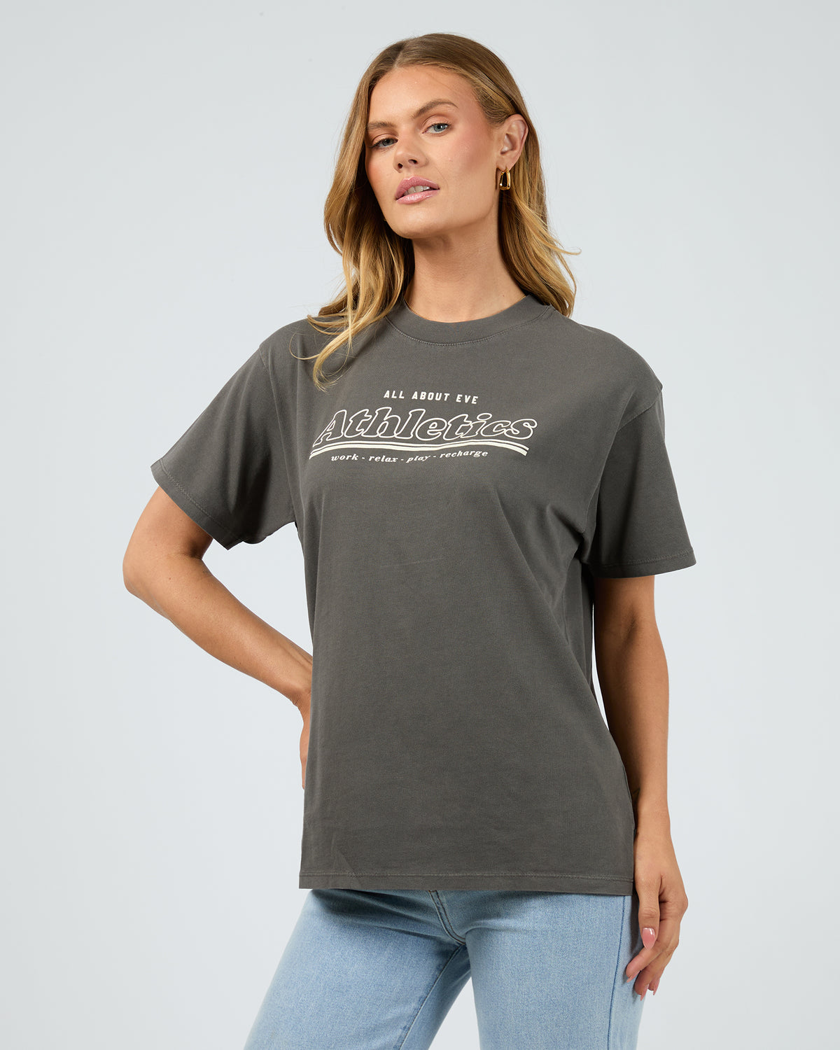 Recharge Oversized Tee Charcoal