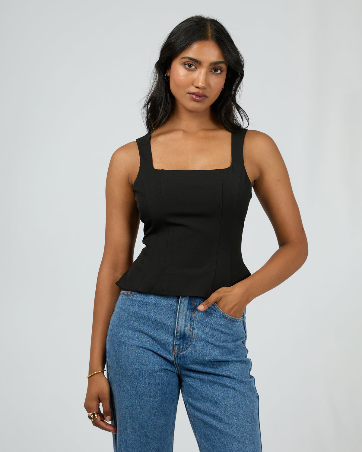 Broadway Peplum Top Black