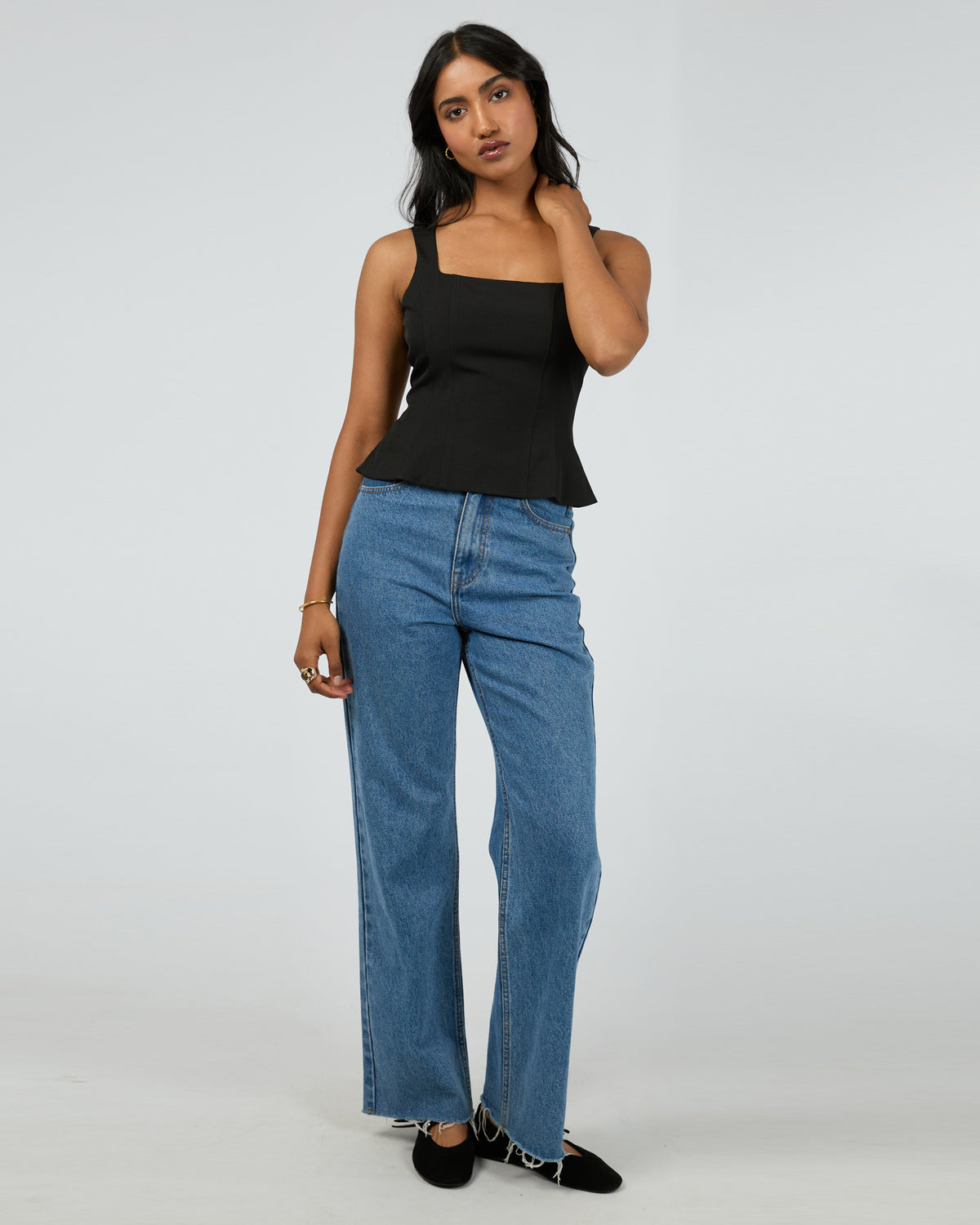 Broadway Peplum Top Black