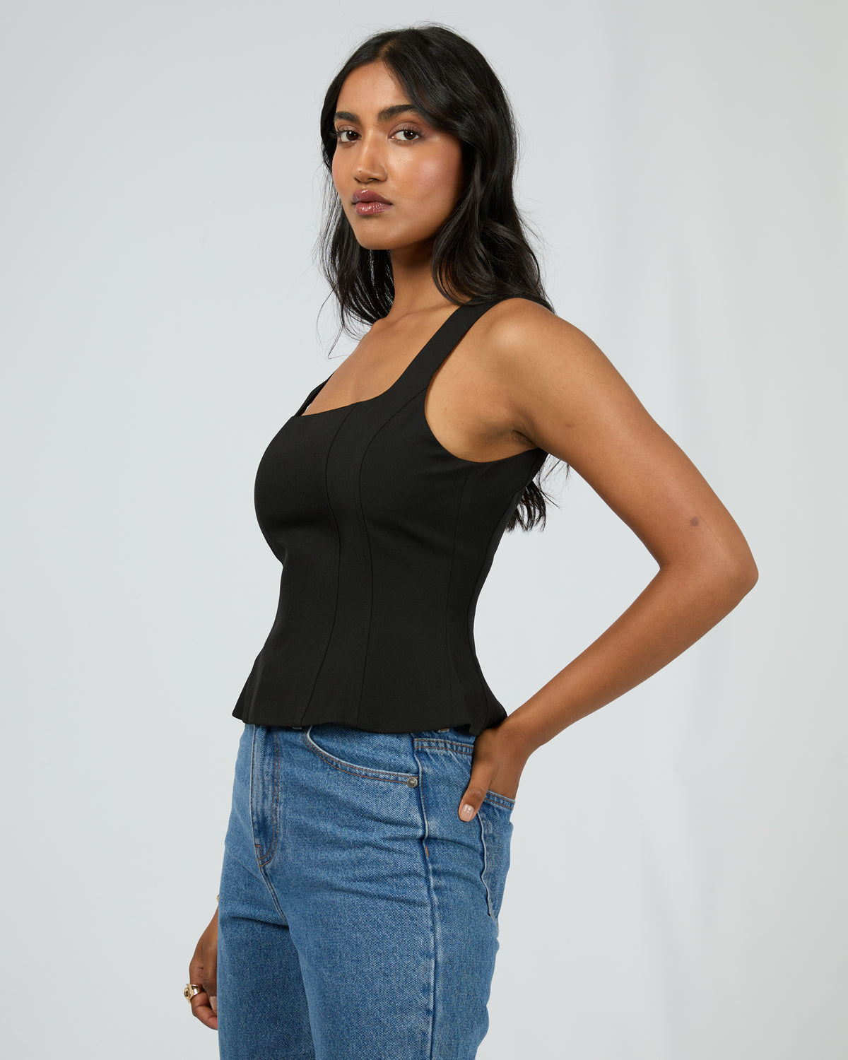 Broadway Peplum Top Black