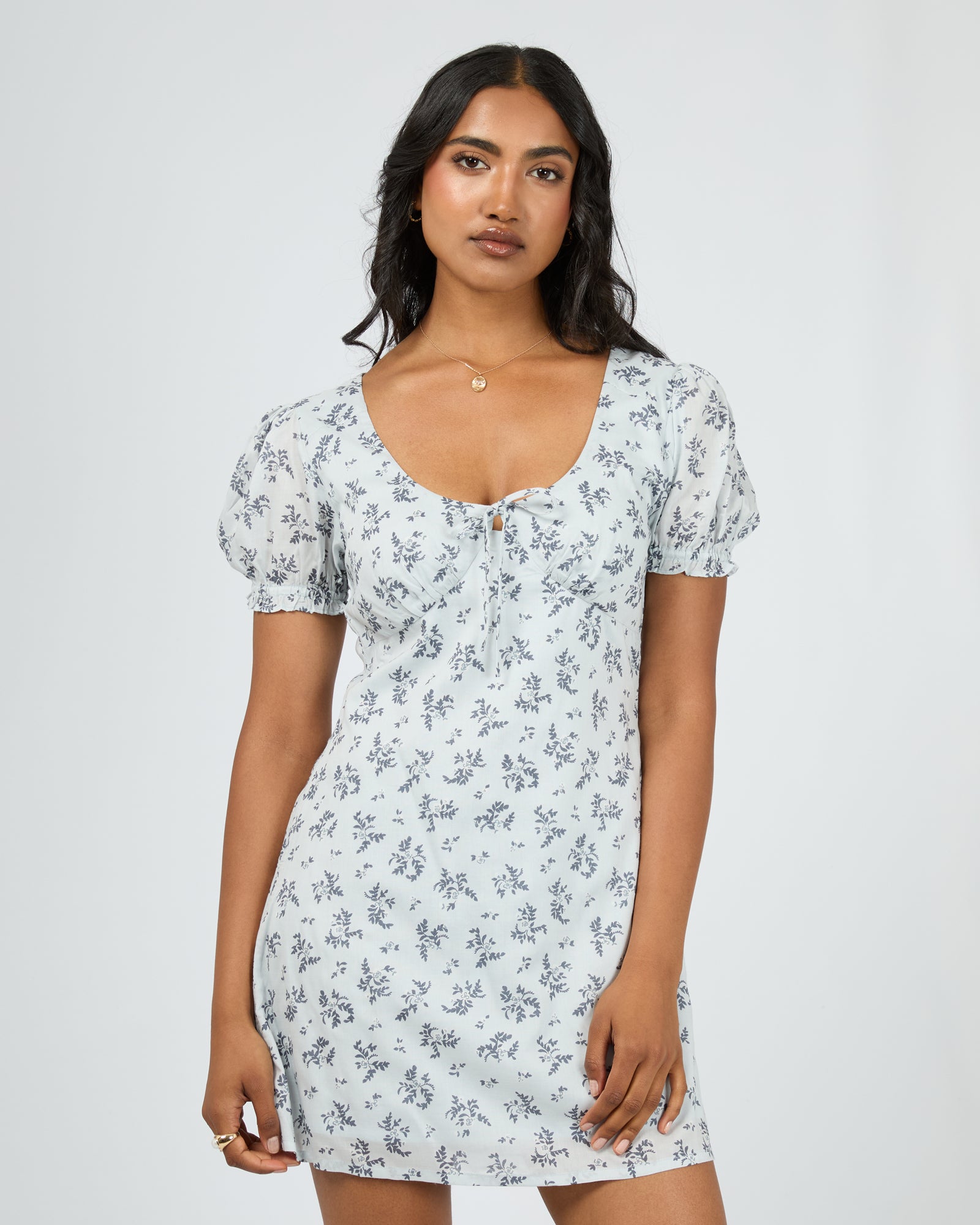 Sylvie V-Neck Mini Dress Blue