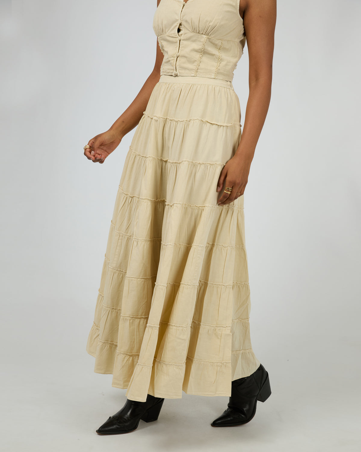 Sadie Tiered Maxi Skirt Vanilla