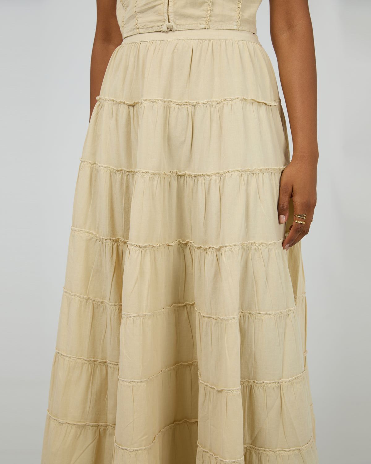 Sadie Tiered Maxi Skirt Vanilla