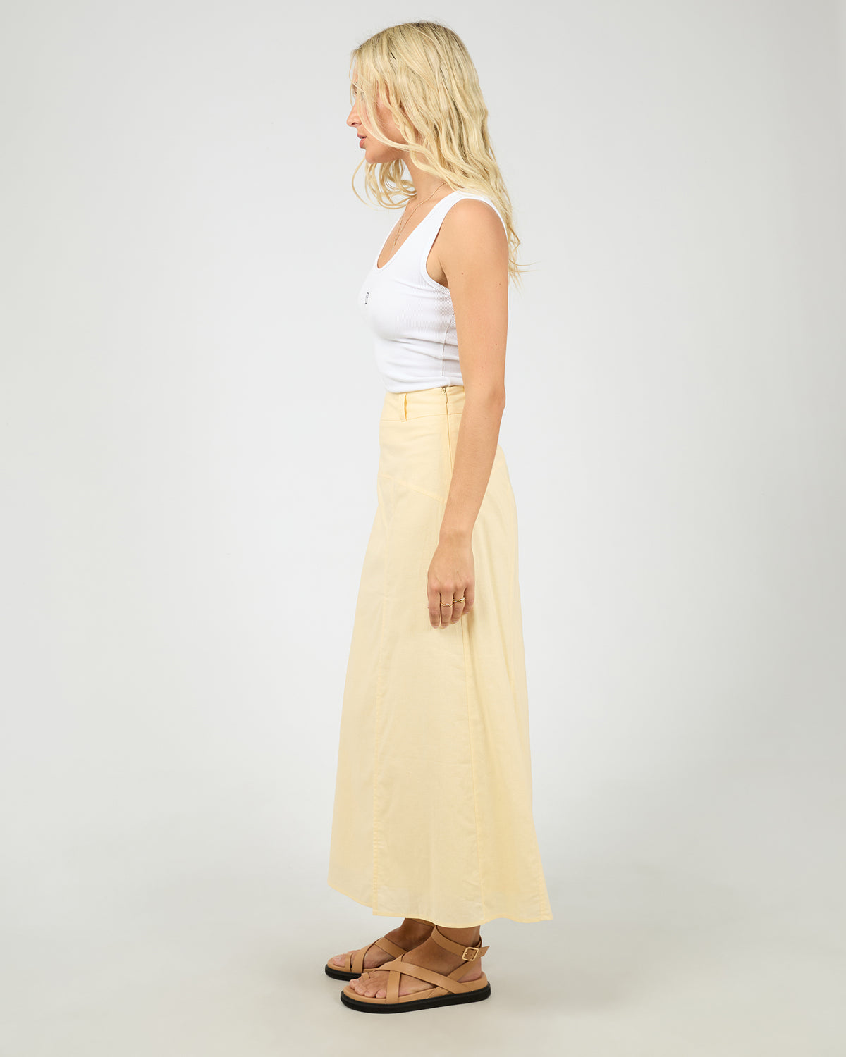 Alessa Linen Maxi Skirt Yellow
