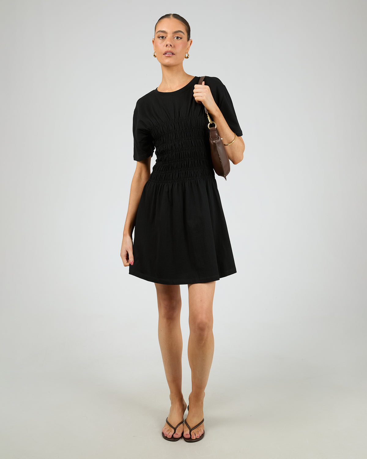 Lipa Ruched Mini Dress Black