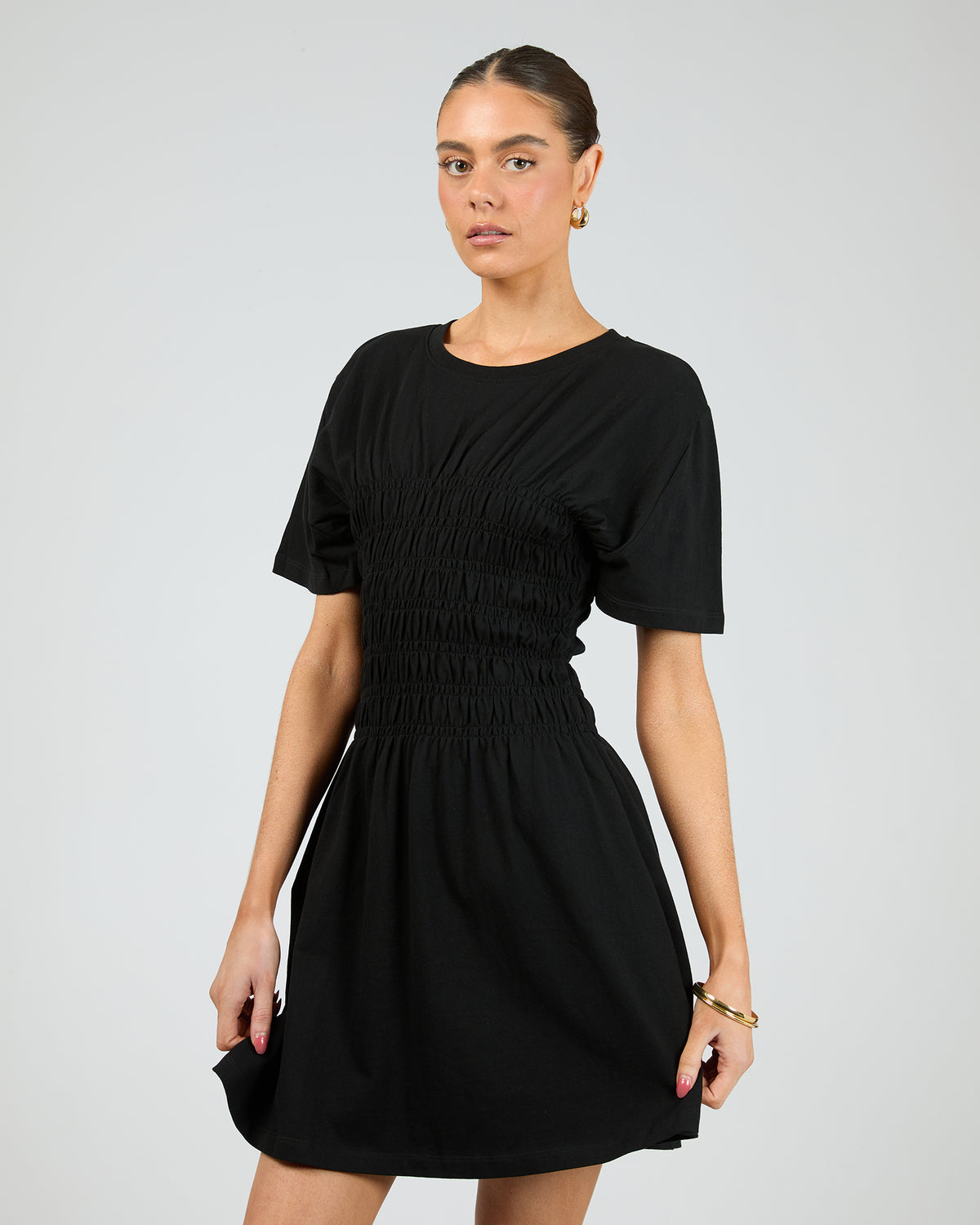 Lipa Ruched Mini Dress Black