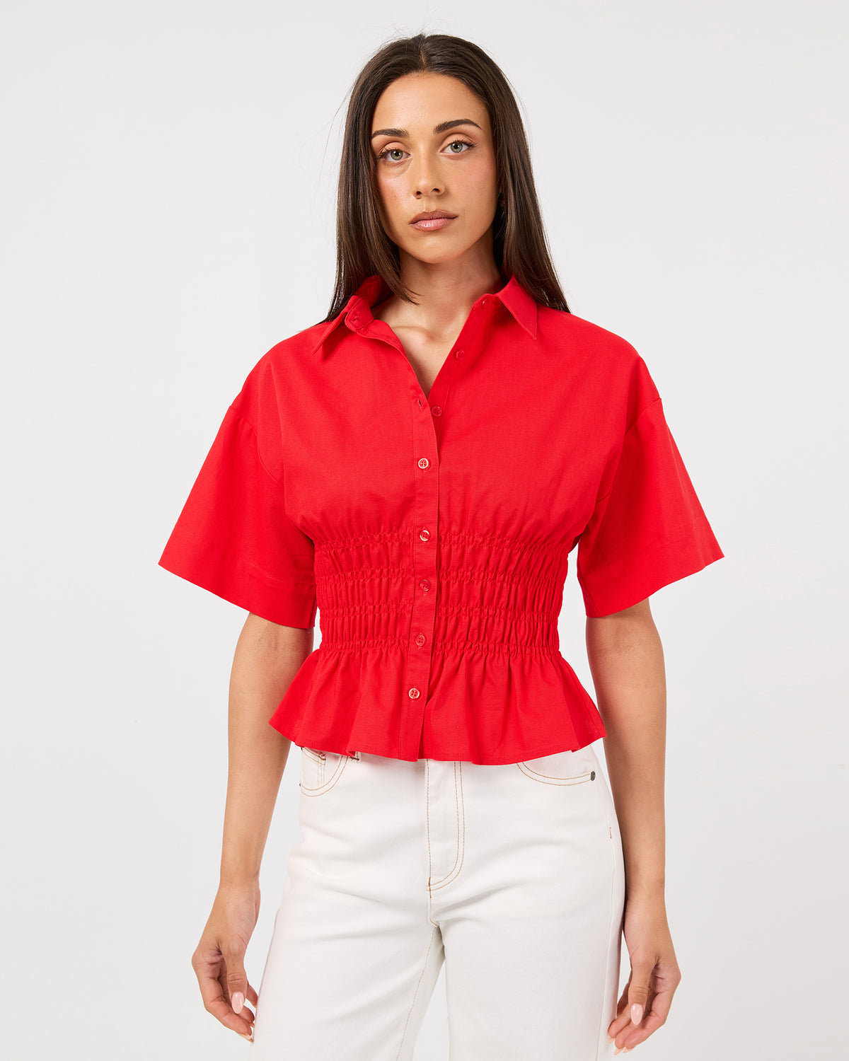Timeless Shirred Top Red