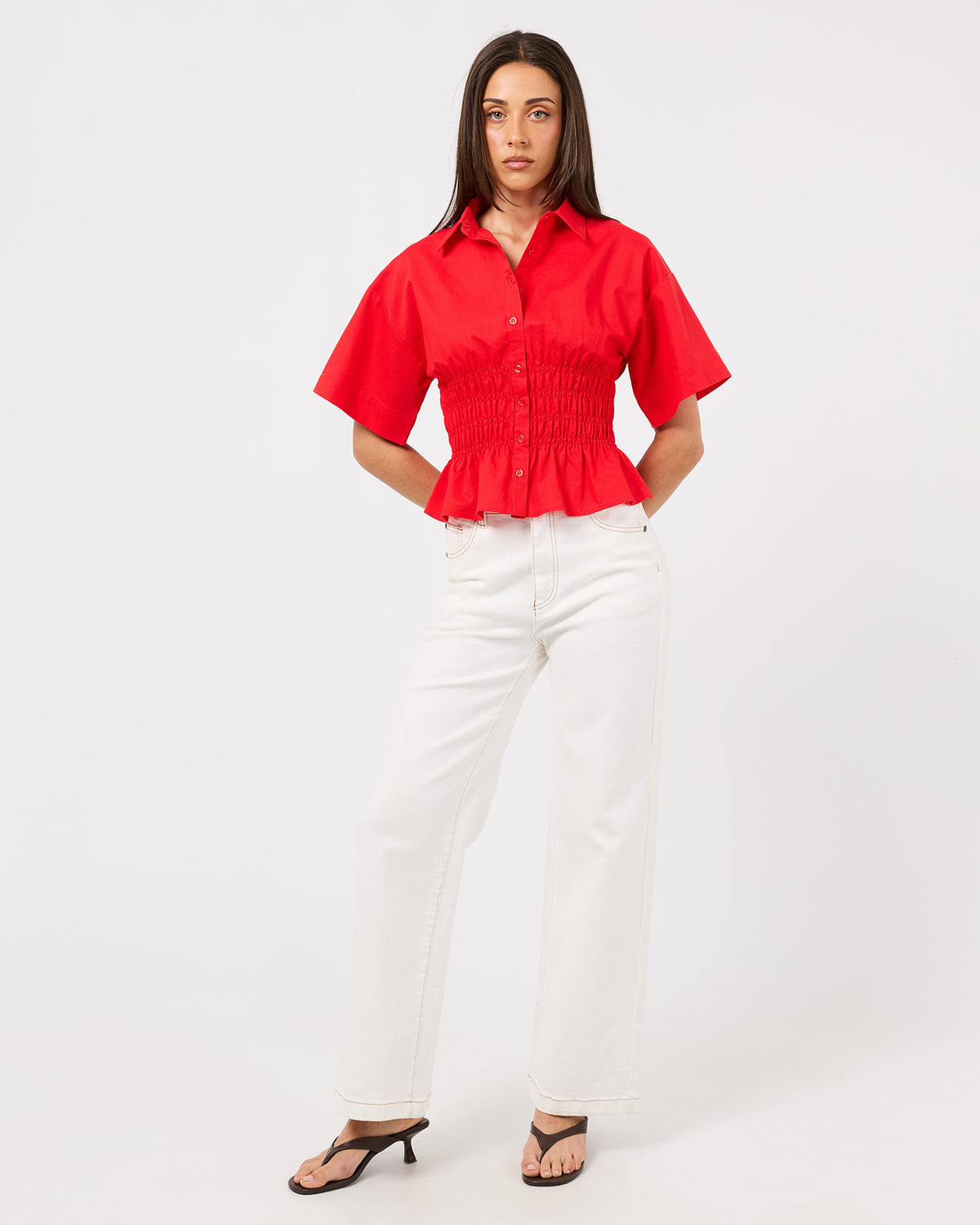 Timeless Shirred Top Red