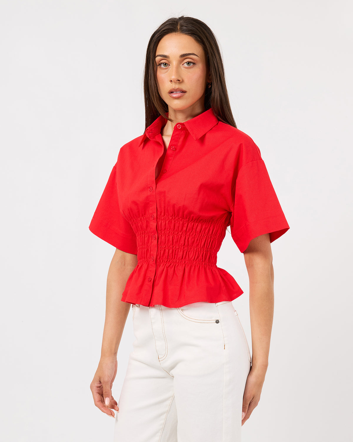 Timeless Shirred Top Red