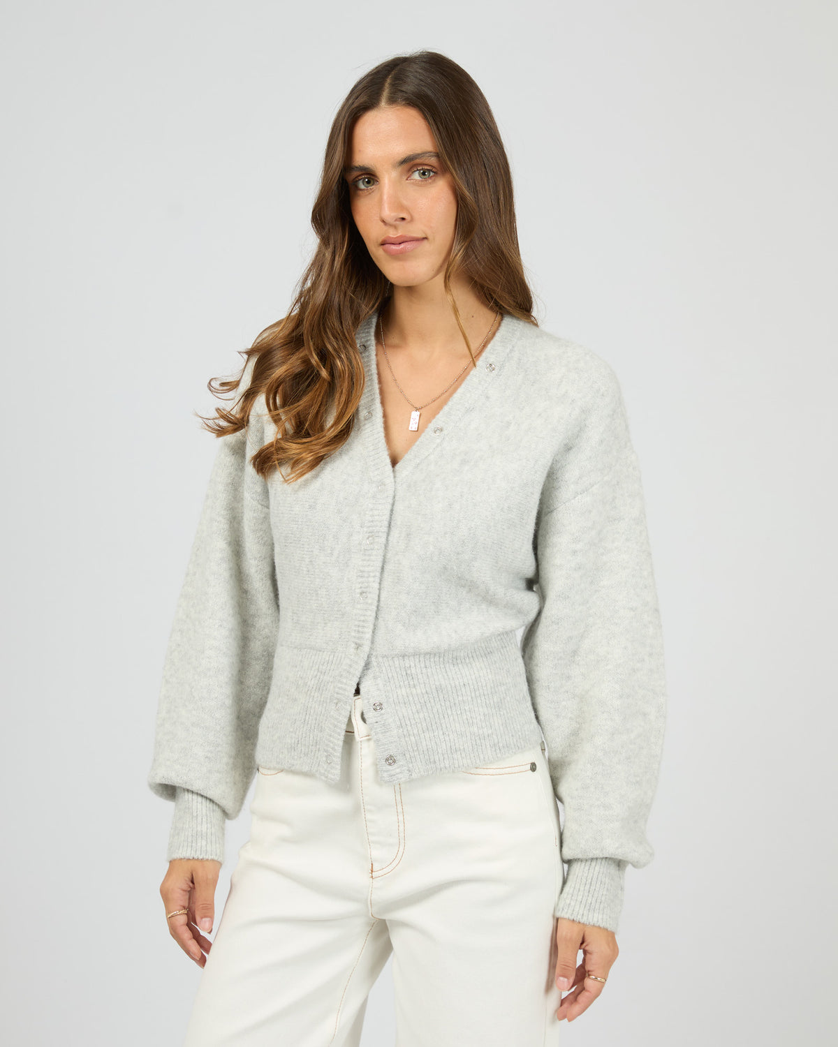 Nelly Knit Cardi Snow Marle