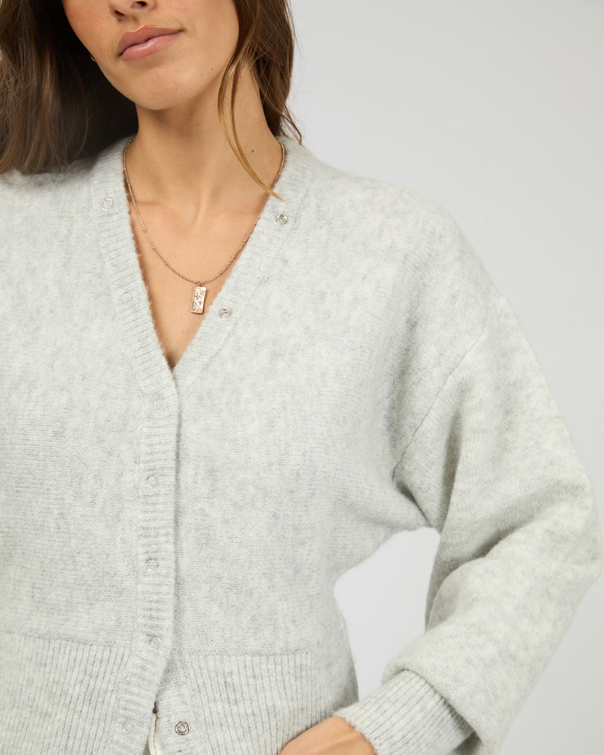 Nelly Knit Cardi Snow Marle