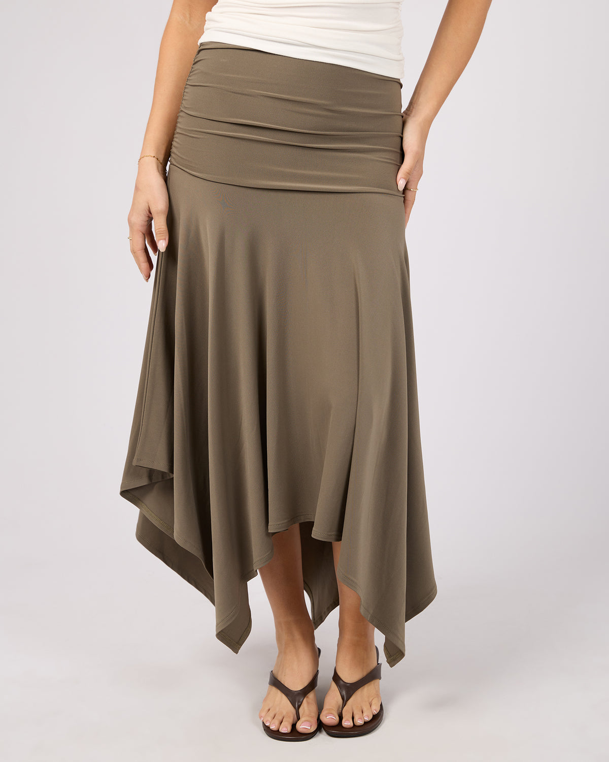 Gemma Midi Skirt Khaki