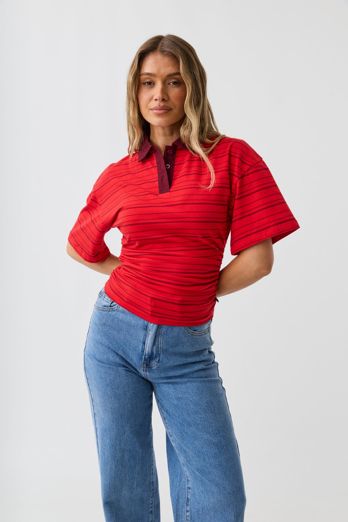 Haylee Rugby Top Red