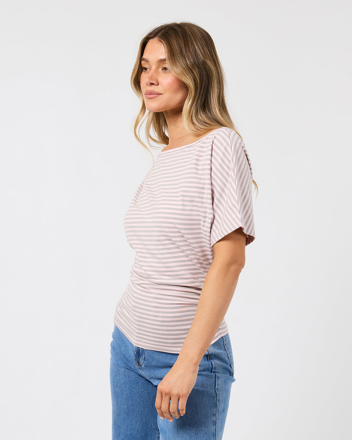 Lune Stripe Top Light Pink