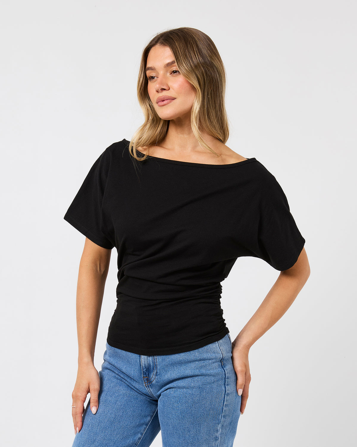 Lune Off Shoulder Top Black