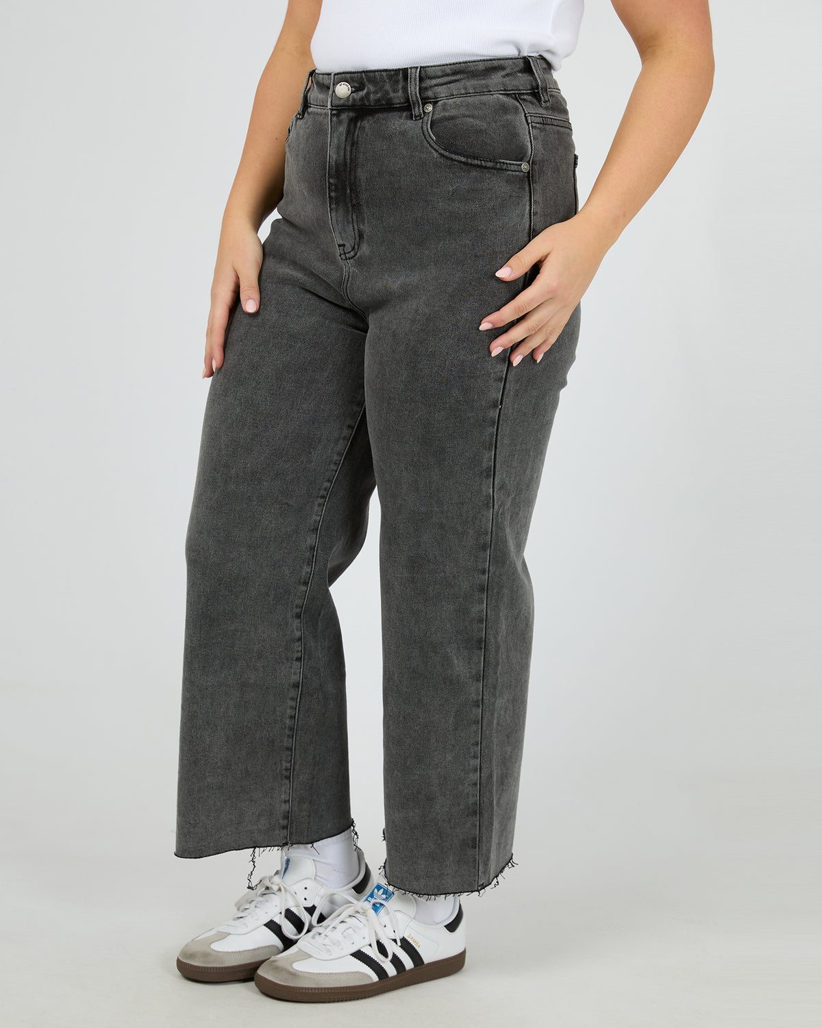 Charlie High Rise Wide Leg Jean Washed Black