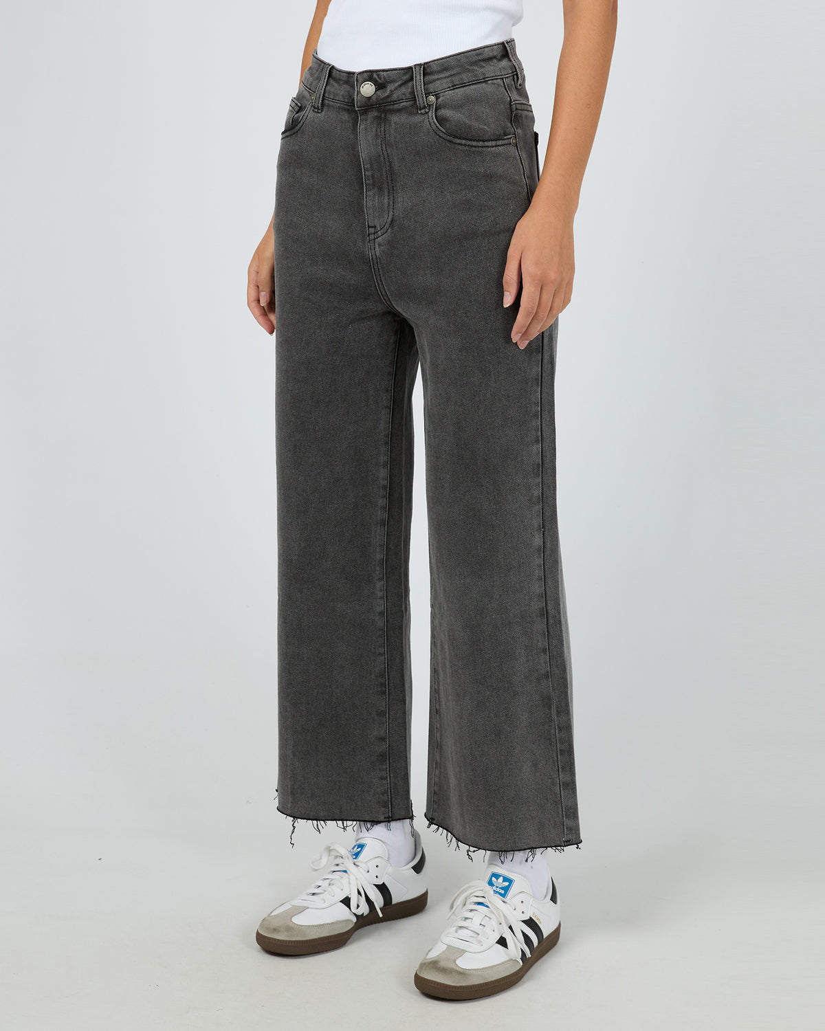 Charlie High Rise Wide Leg Jean Washed Black