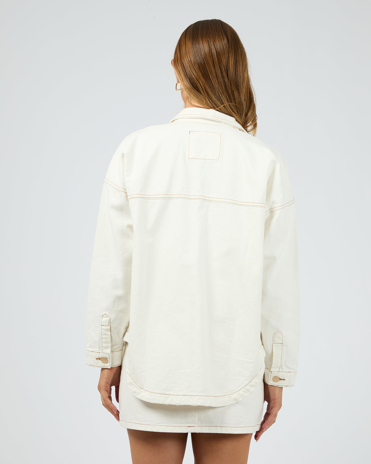 Coco Denim Shacket Vintage White