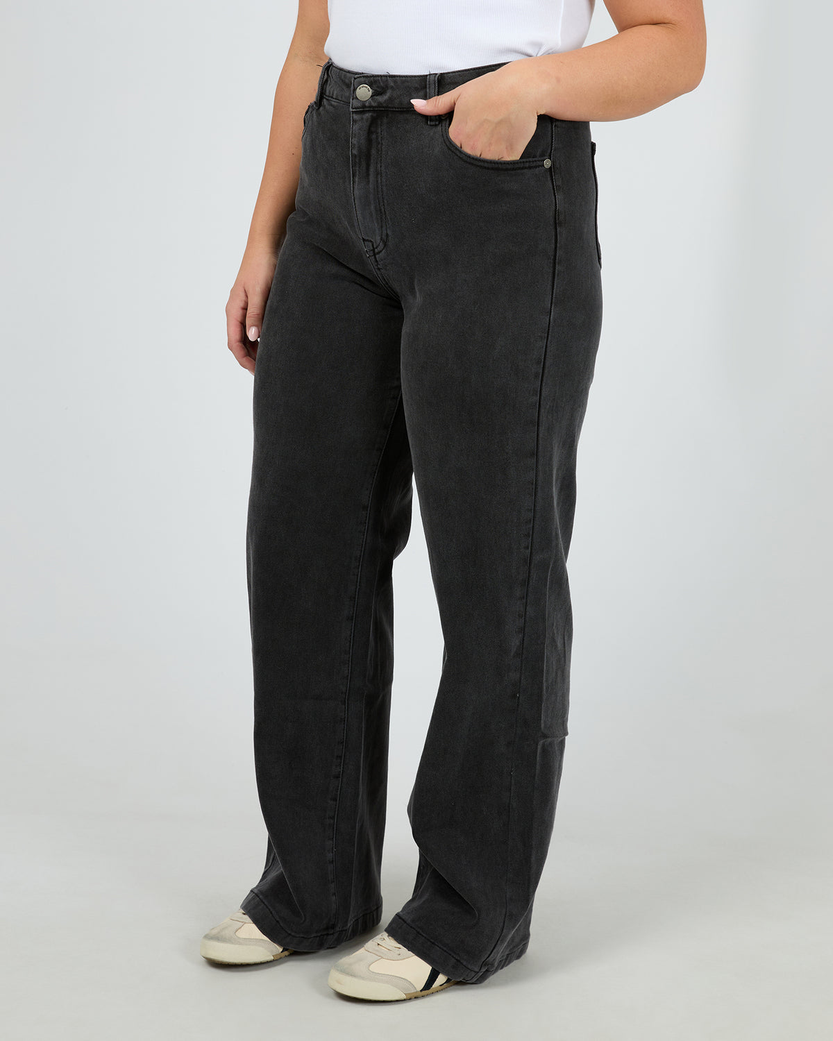 Jacqui Wide Leg Washed Black