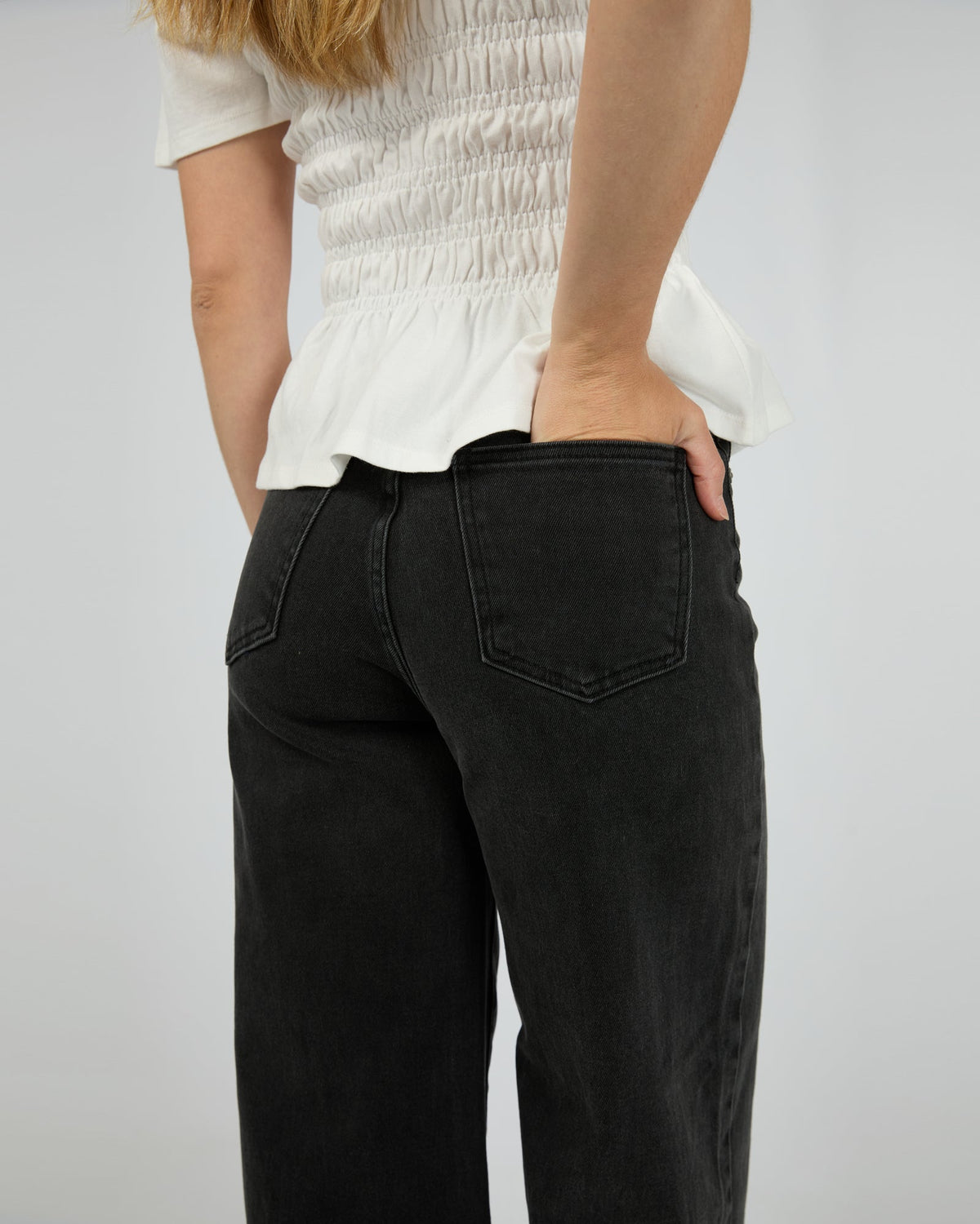 Charlie High Rise Wide Leg Washed Black