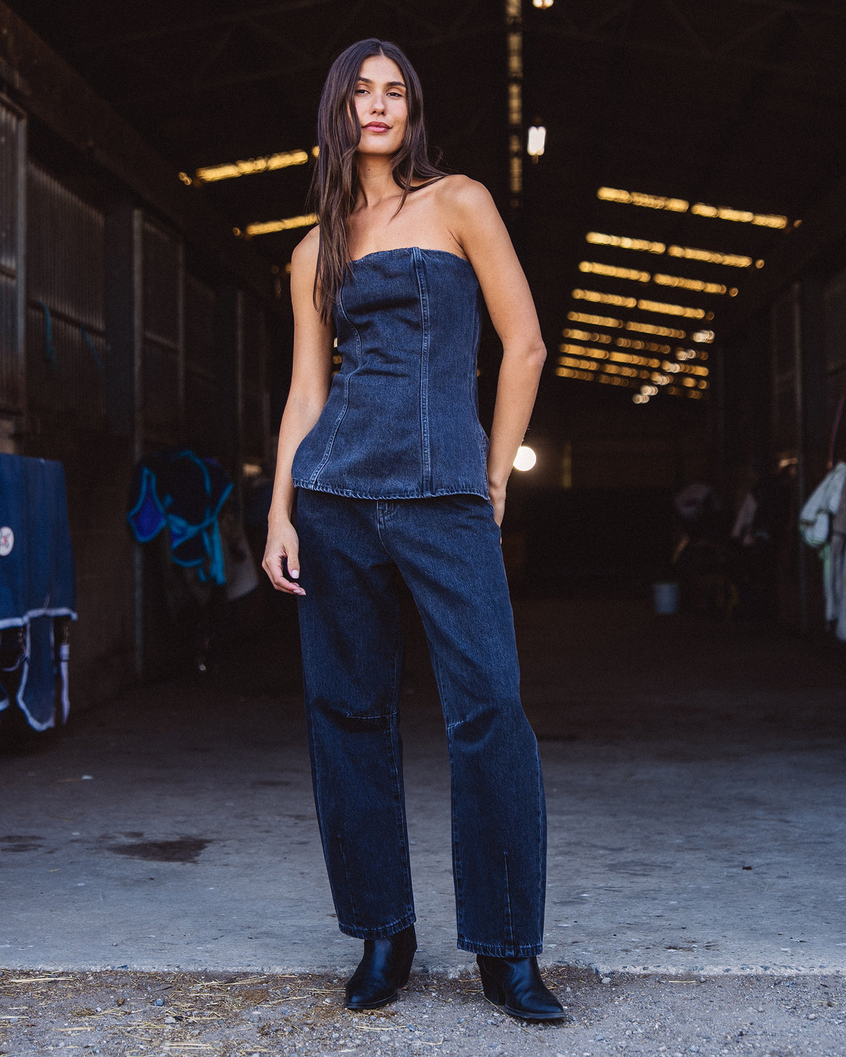 Hallie Barrel Leg Jean  Coal