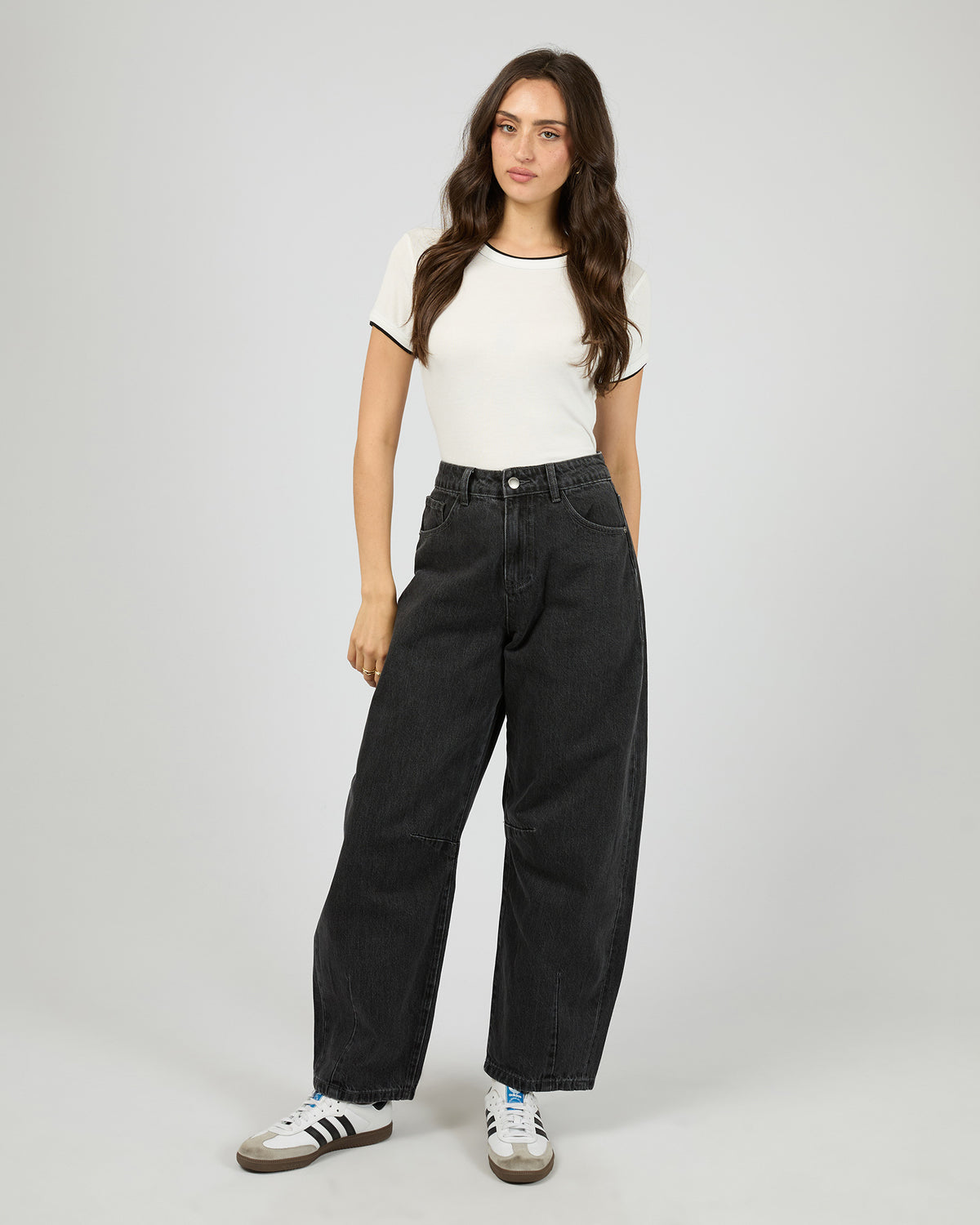 Hallie Barrel Leg Jean  Coal