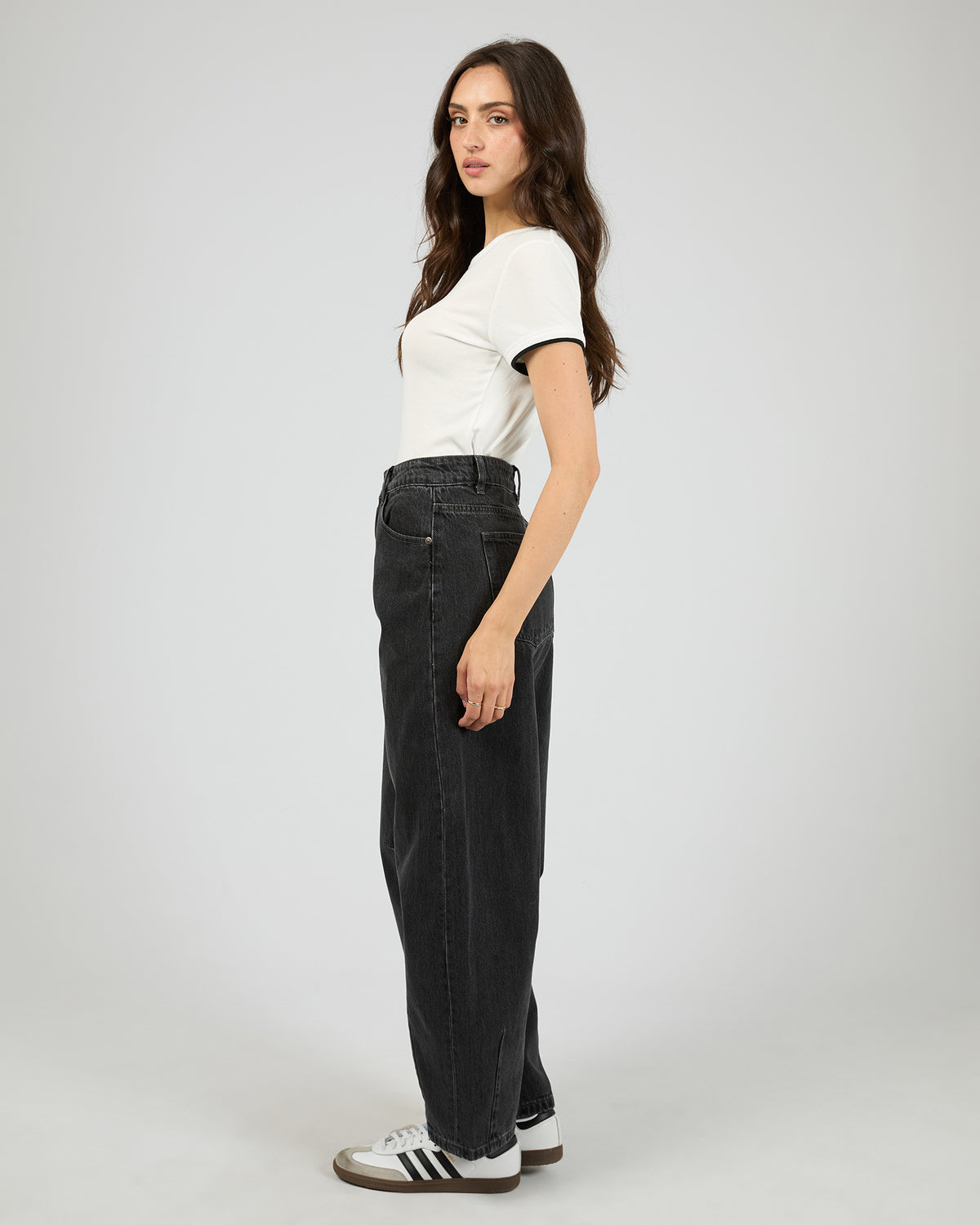 Hallie Barrel Leg Jean  Coal