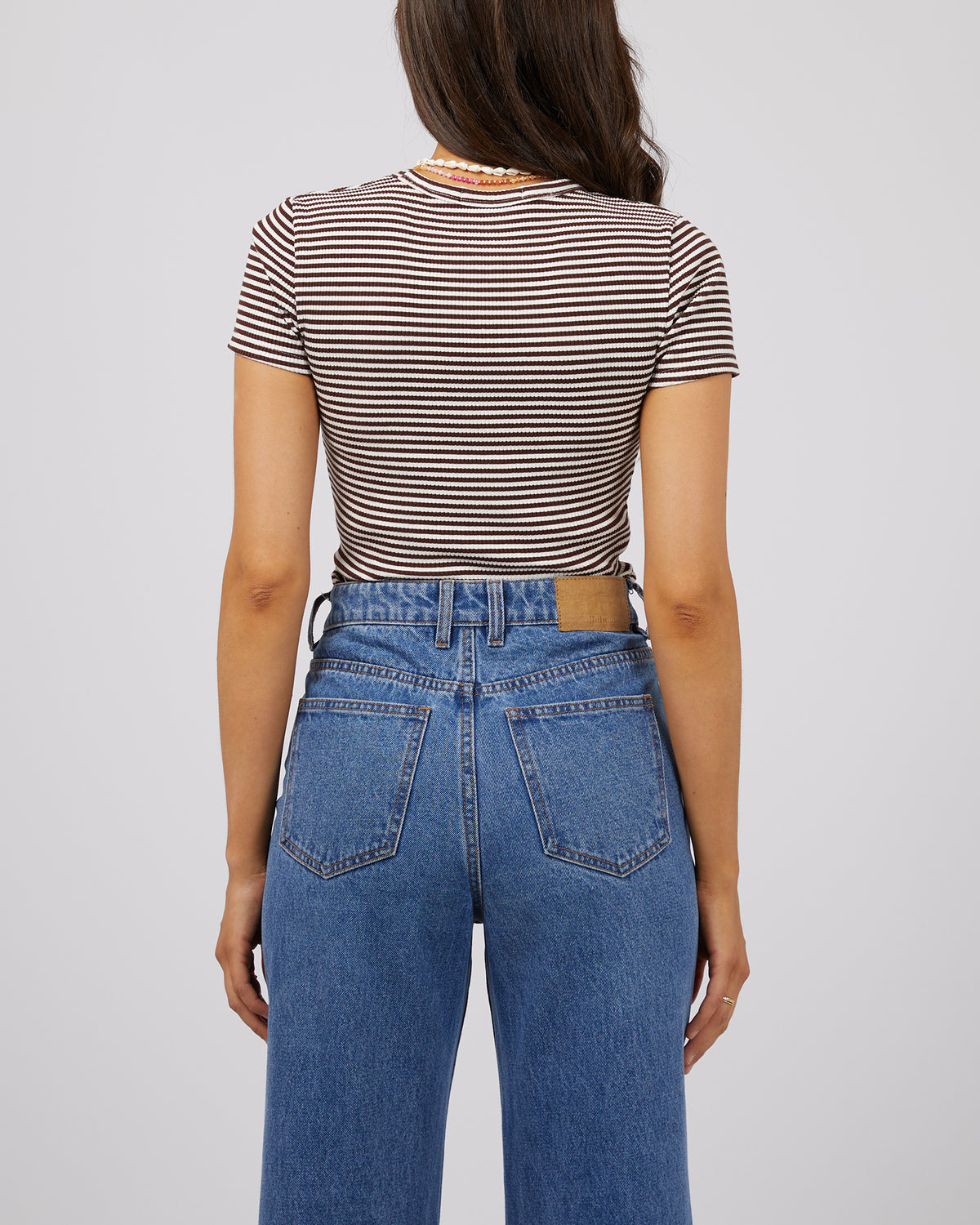 Eve Rib Stripe Tee Brown