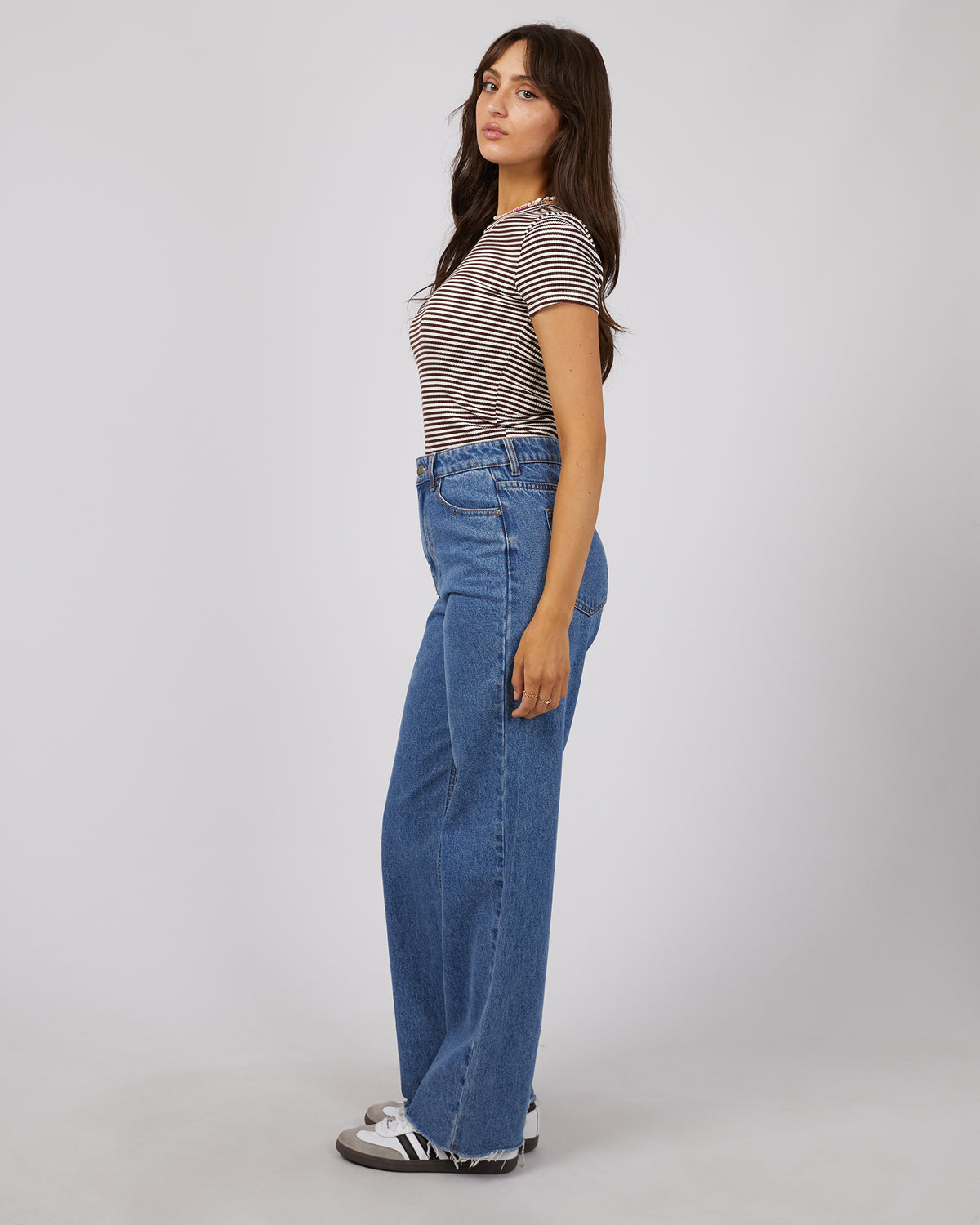 Eve Rib Stripe Tee Brown