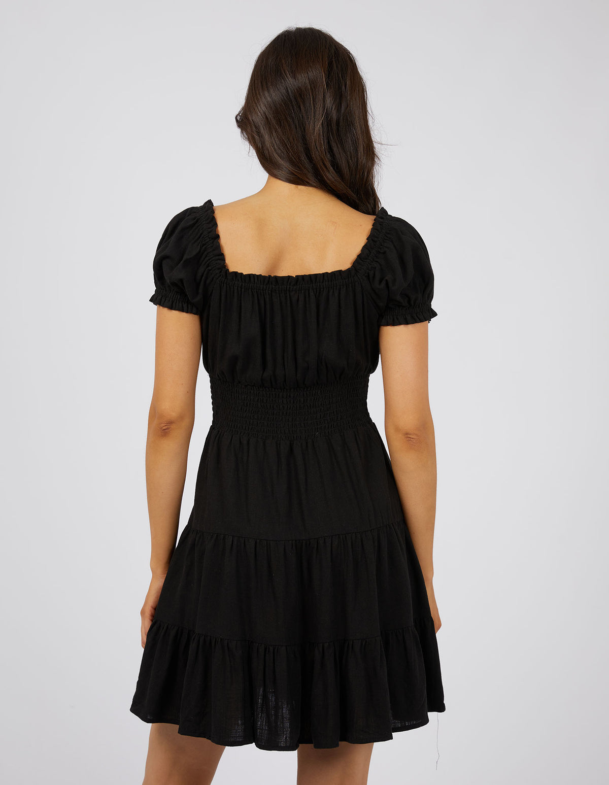Luxe Linen Mini Dress Black