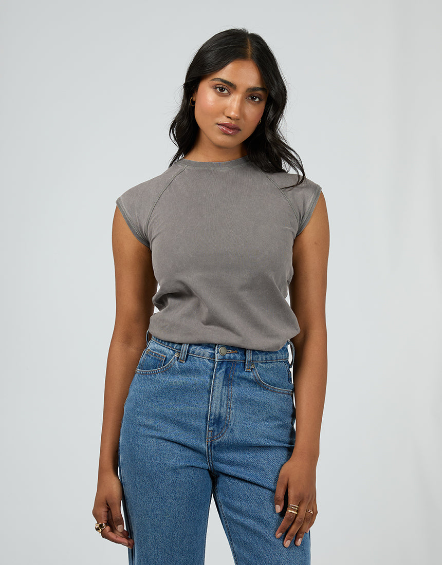 Washed Raglan Tee Charcoal