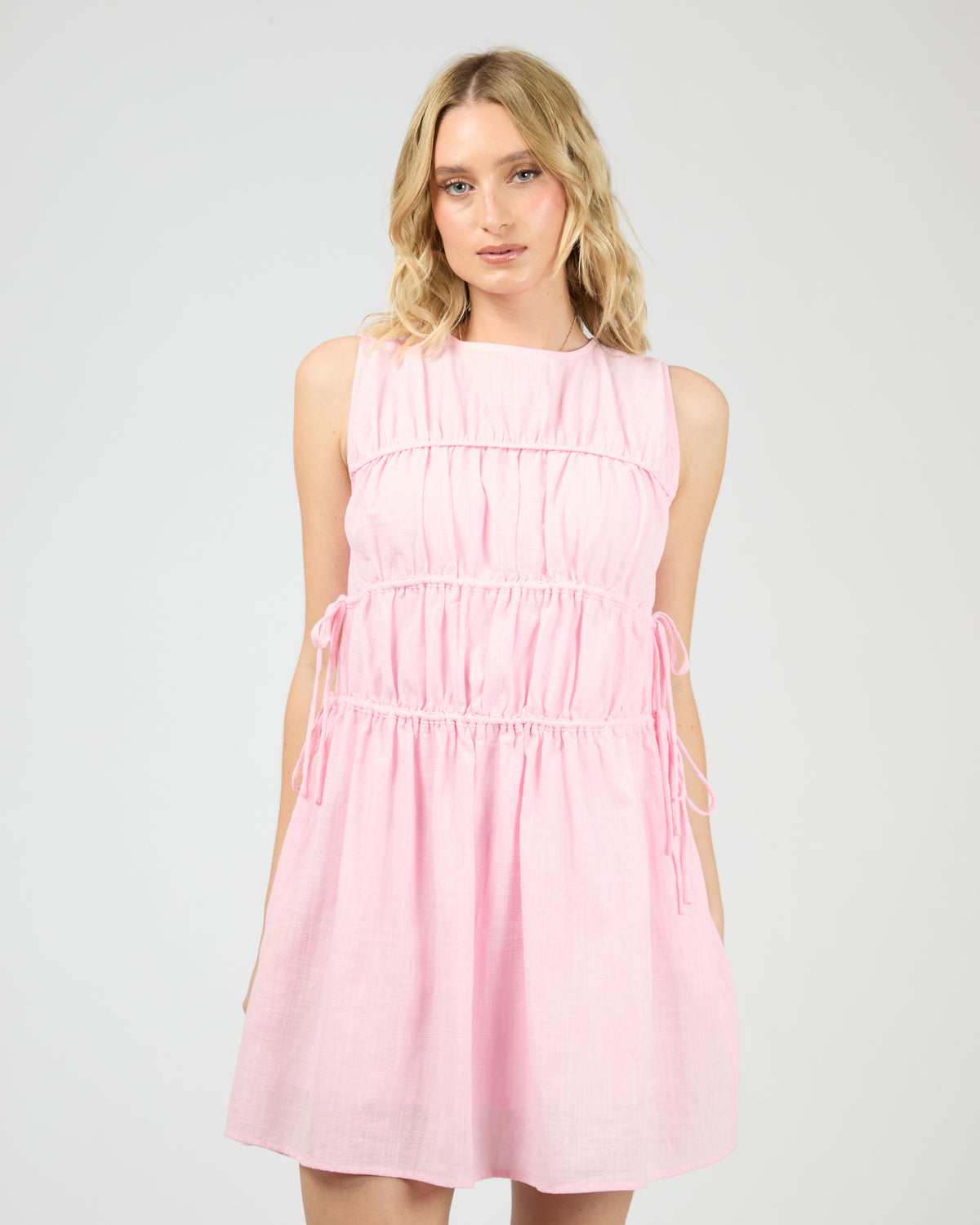 Lou Lou Tie Mini Dress Light Pink