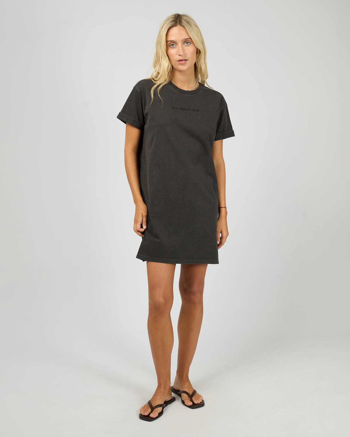 Aae Washed Tee Dress Washed Black