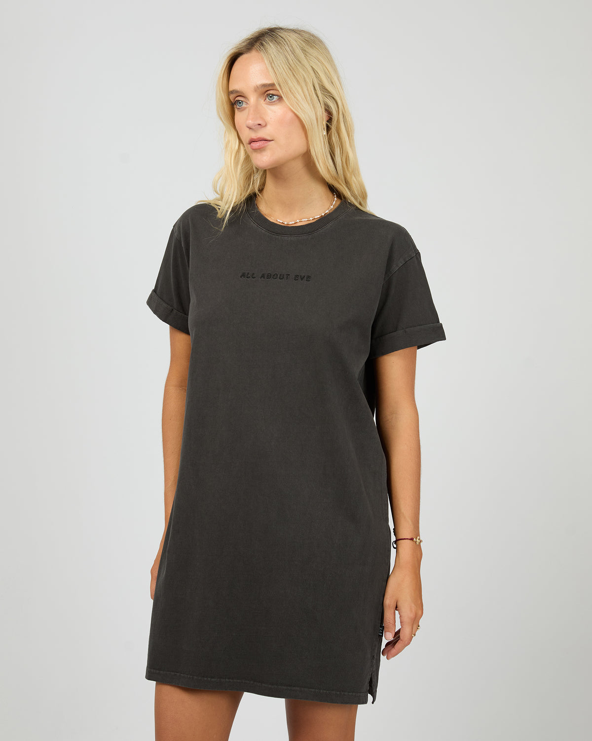 Aae Washed Tee Dress Washed Black