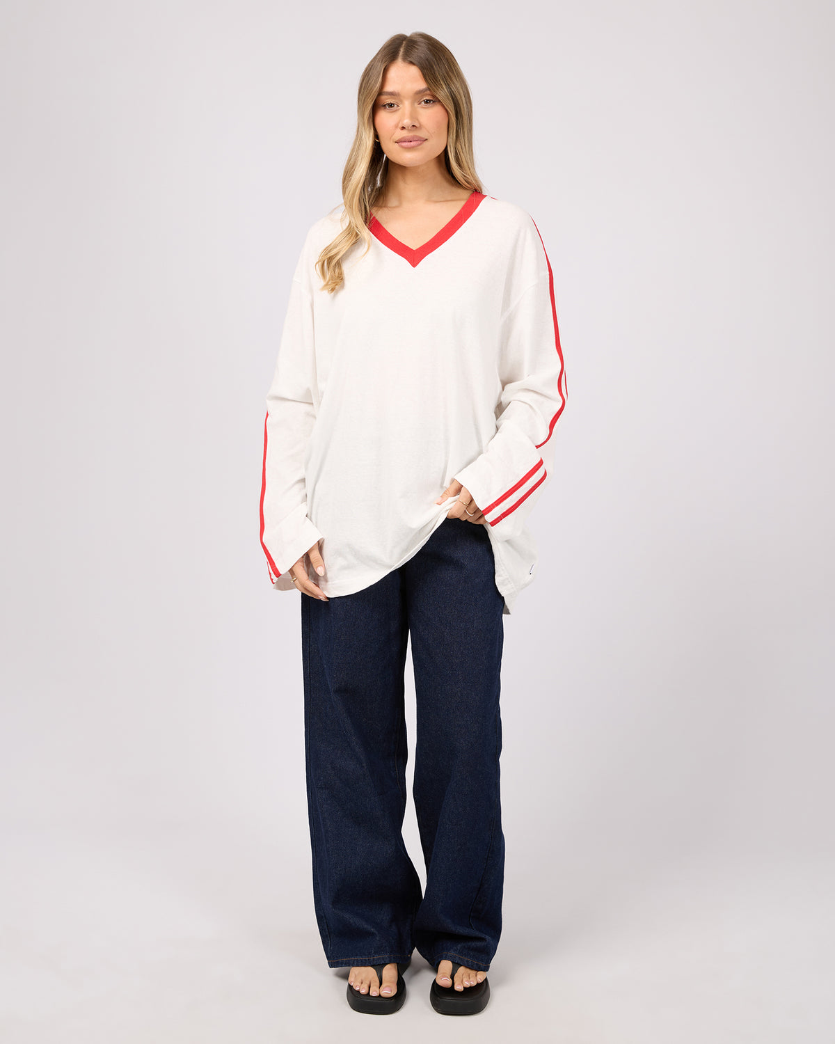 Zulu V-Neck Ls Tee Vintage White