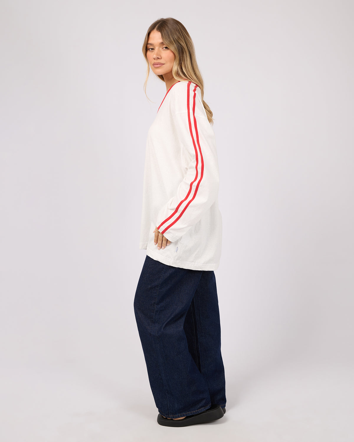 Zulu V-Neck Ls Tee Vintage White