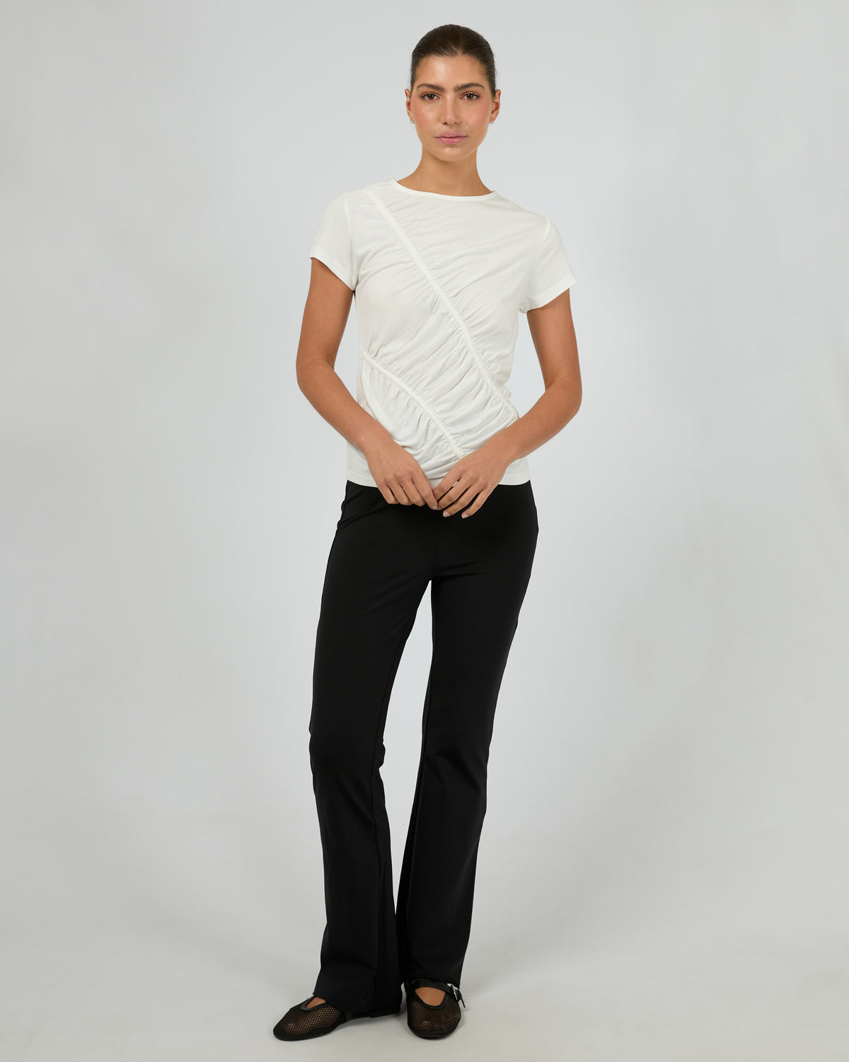 Luxe Ruched Tee Vintage White