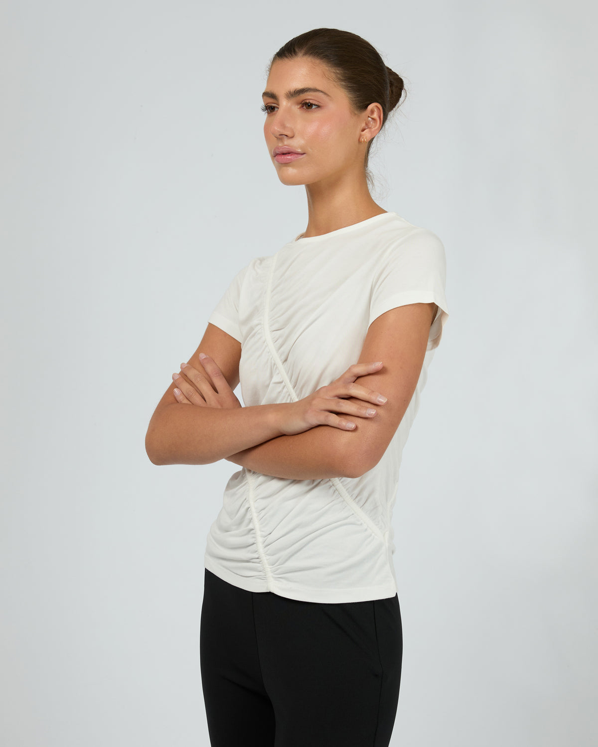 Luxe Ruched Tee Vintage White