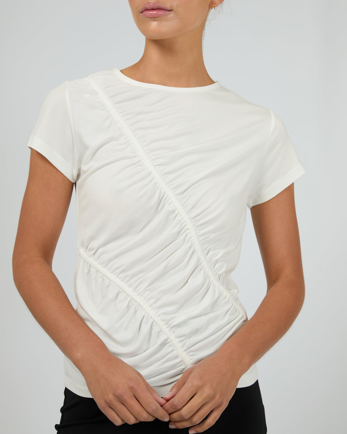 Luxe Ruched Tee Vintage White