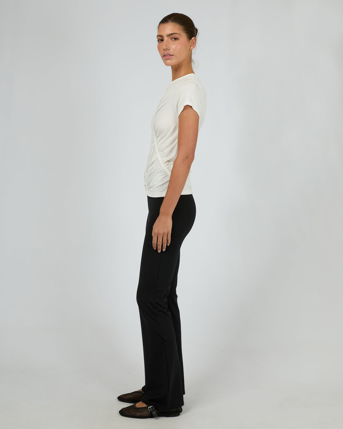 Luxe Ruched Tee Vintage White