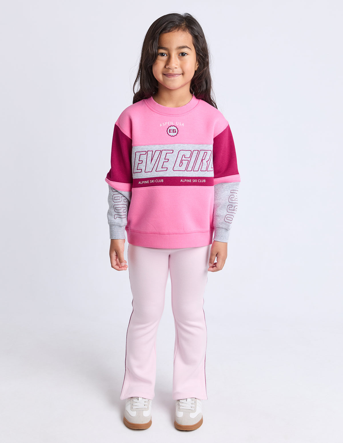 Kids Alpine Panelled Crew Pink