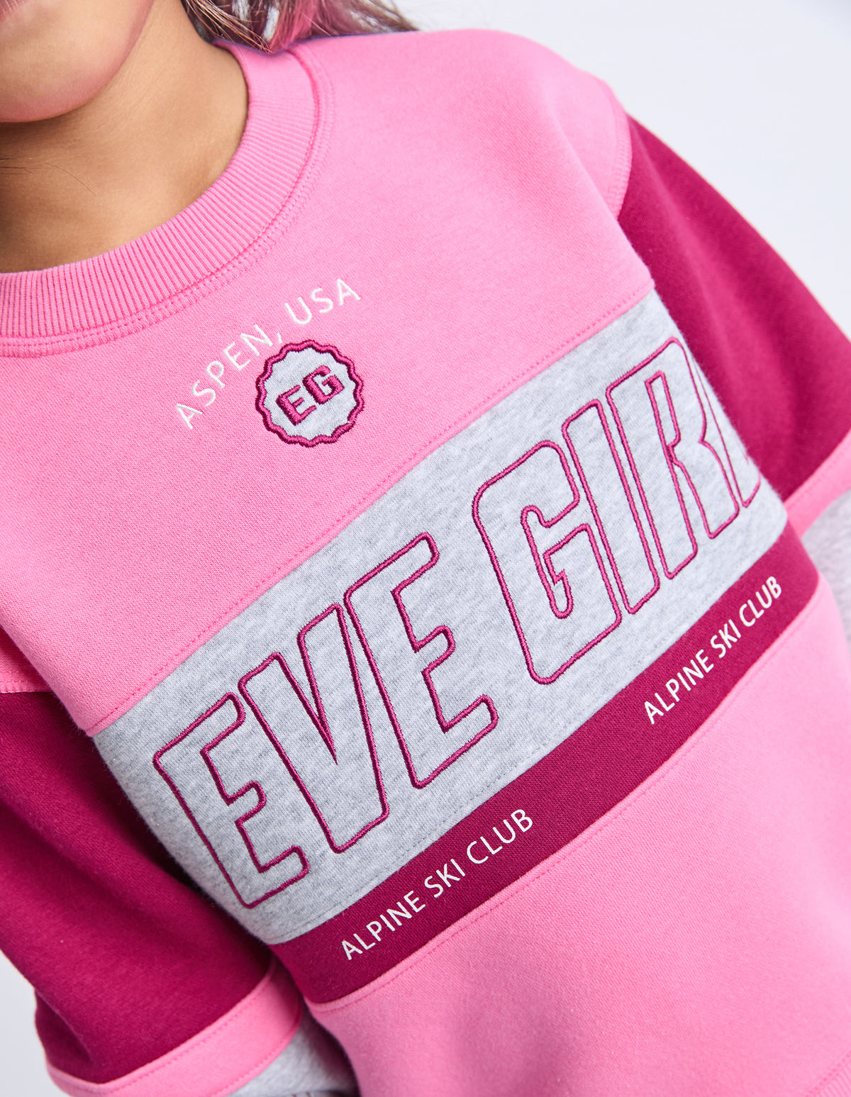 Kids Alpine Panelled Crew Pink